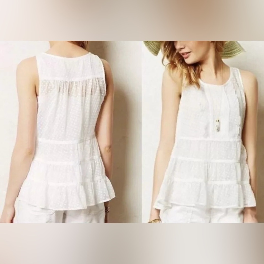 Anthropologie Maeve sheer white blouse
